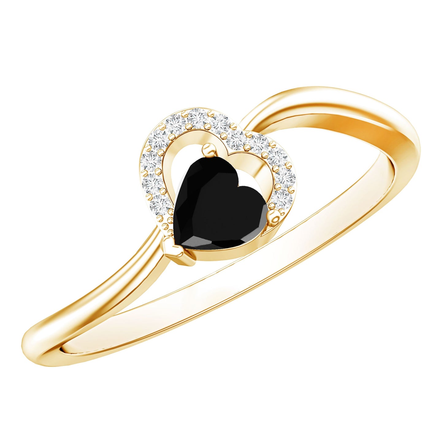 Genuine Black Onyx and Diamond Heart Promise Ring