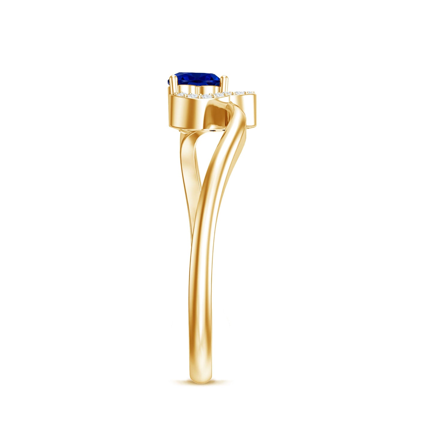 Certified Lab Grown Blue Sapphire Heart Promise Ring with Diamond