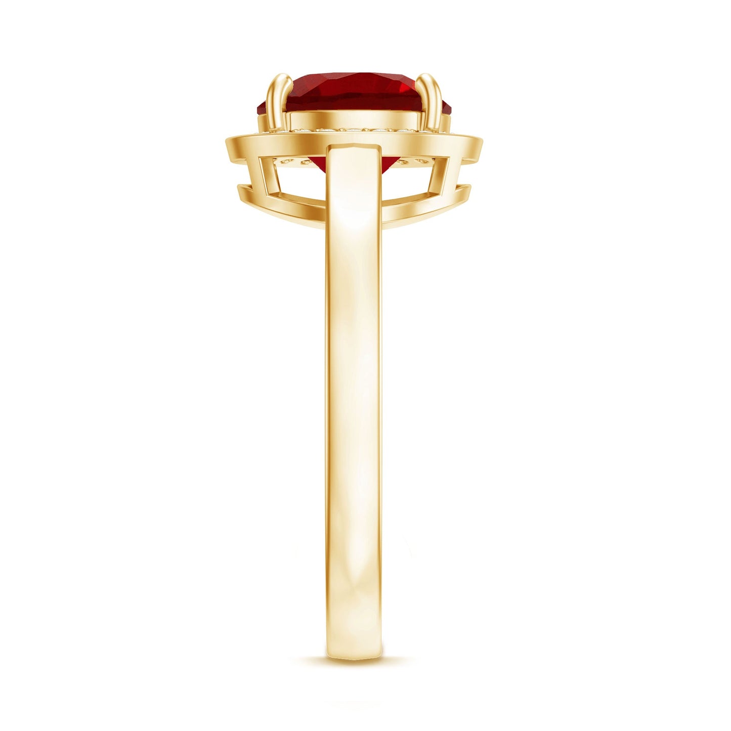 2 Carat Lab Grown Ruby Round Halo Engagement Ring