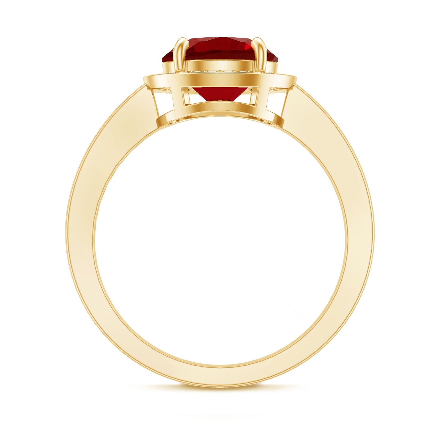 2 Carat Lab Grown Ruby Round Halo Engagement Ring