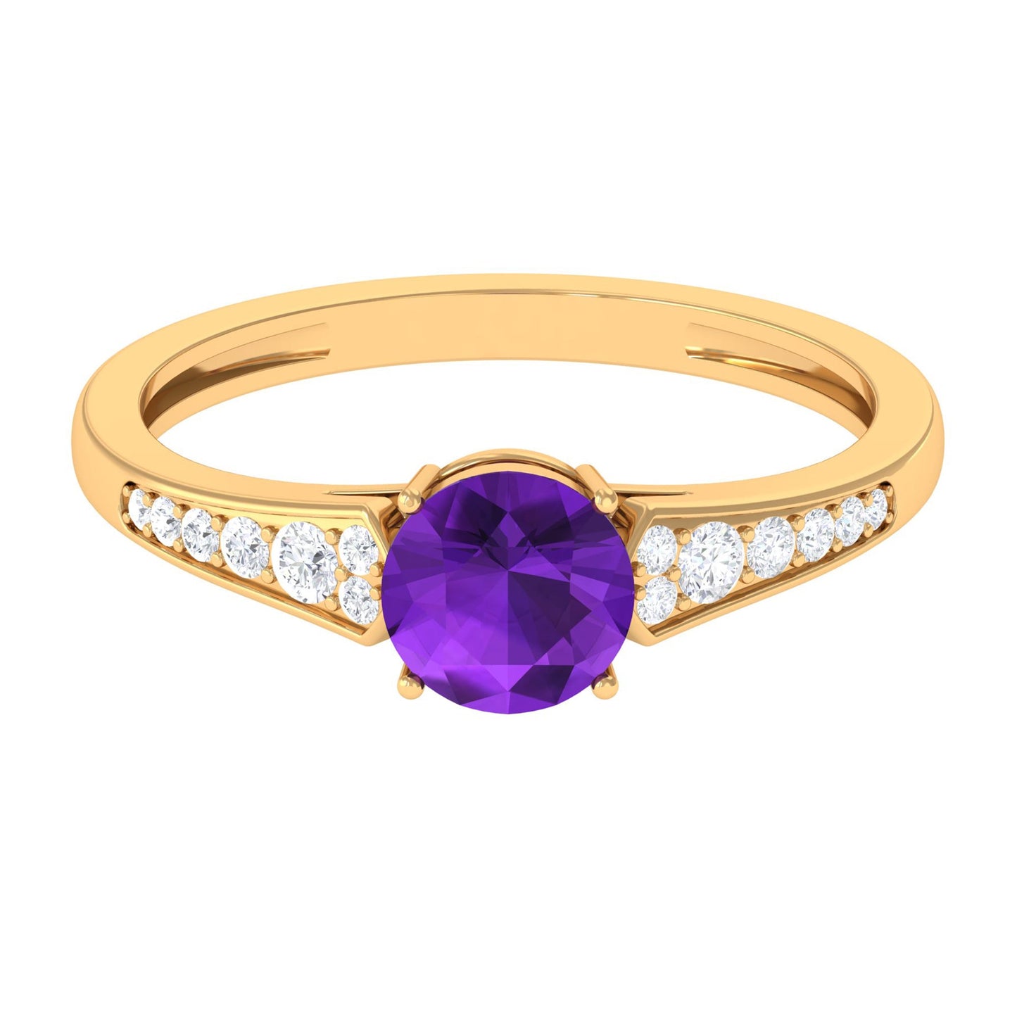 Natural 1.2 Carat Amethyst Engagement Ring with Diamond for Women