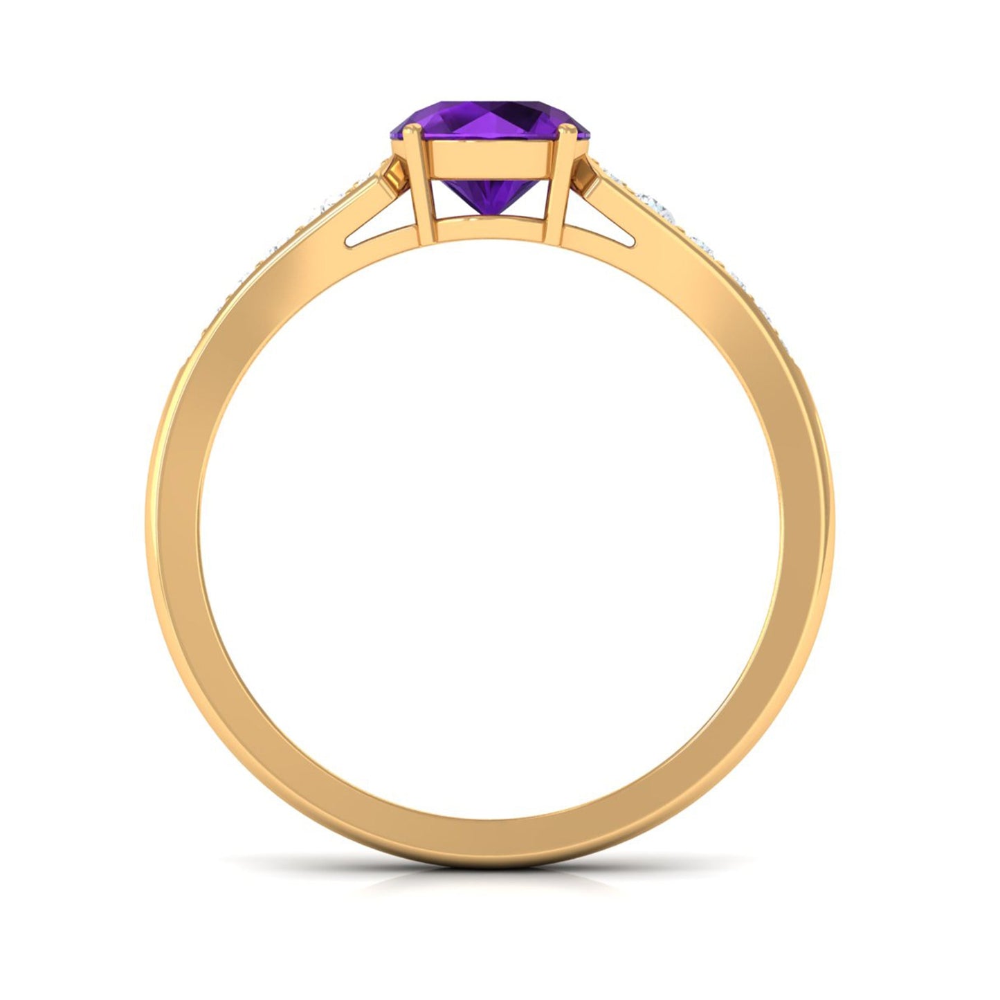 Natural 1.2 Carat Amethyst Engagement Ring with Diamond for Women
