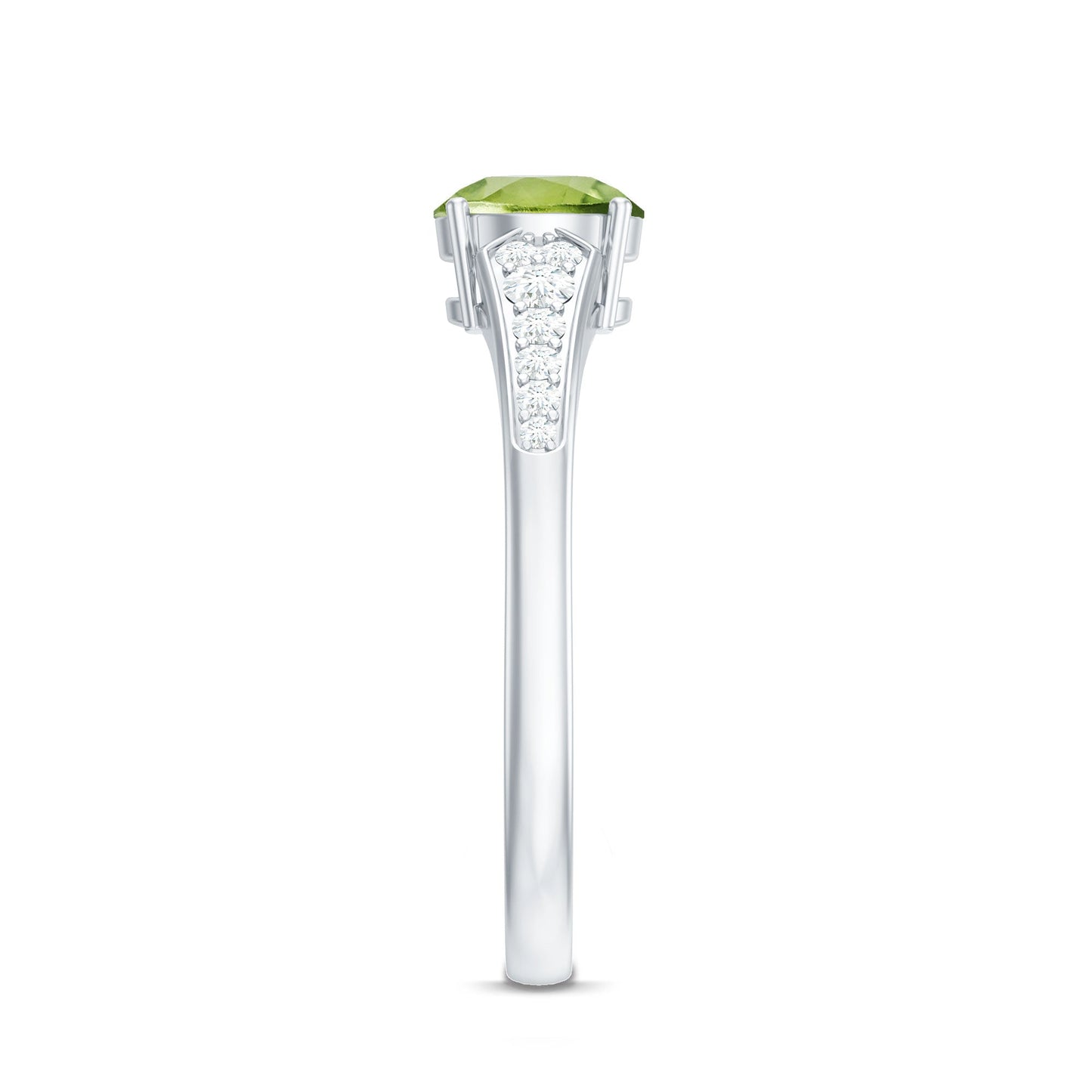 Natural Solitaire 2 Carat Peridot Engagement Ring with Diamond
