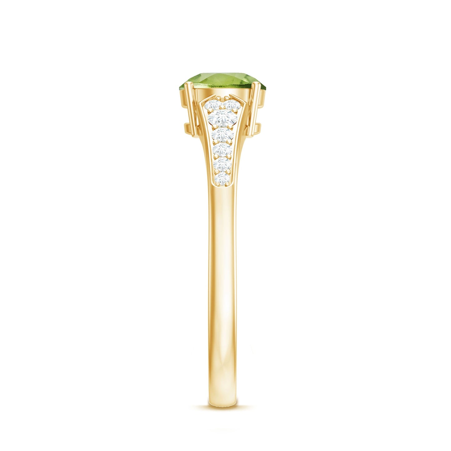 Natural Solitaire 2 Carat Peridot Engagement Ring with Diamond