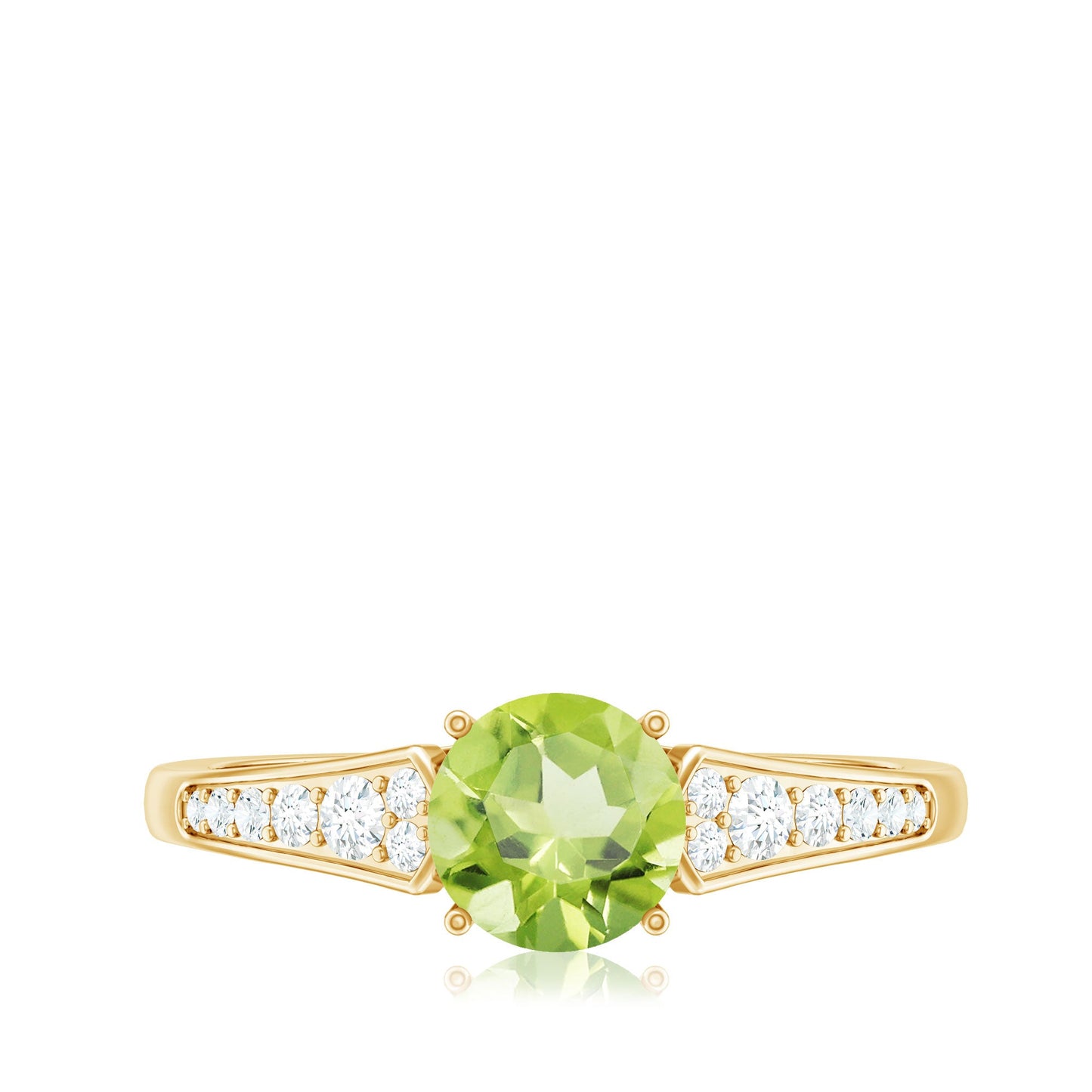 Natural Solitaire 2 Carat Peridot Engagement Ring with Diamond