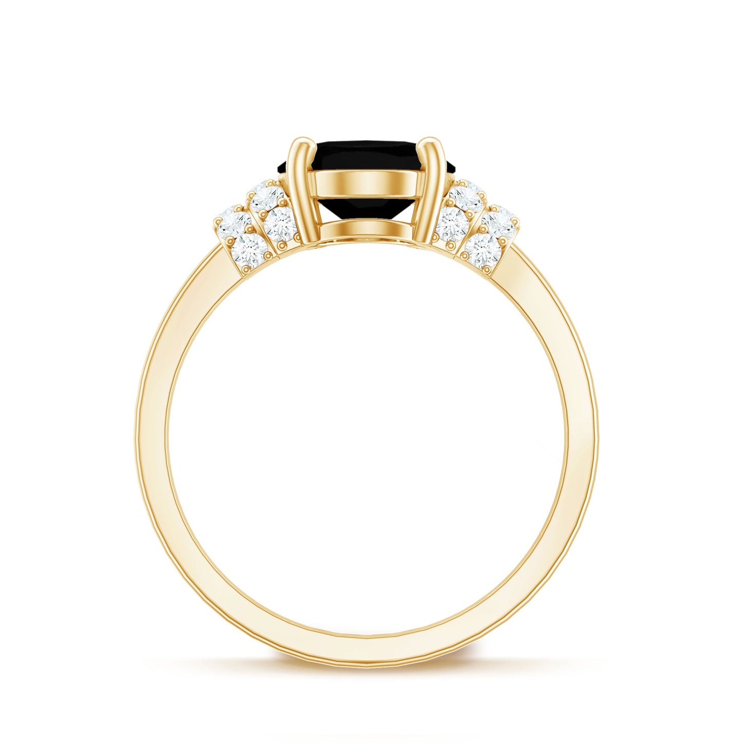 4.2 Carat Lab Grown Black Diamond Oval Engagement Ring with White Diamond