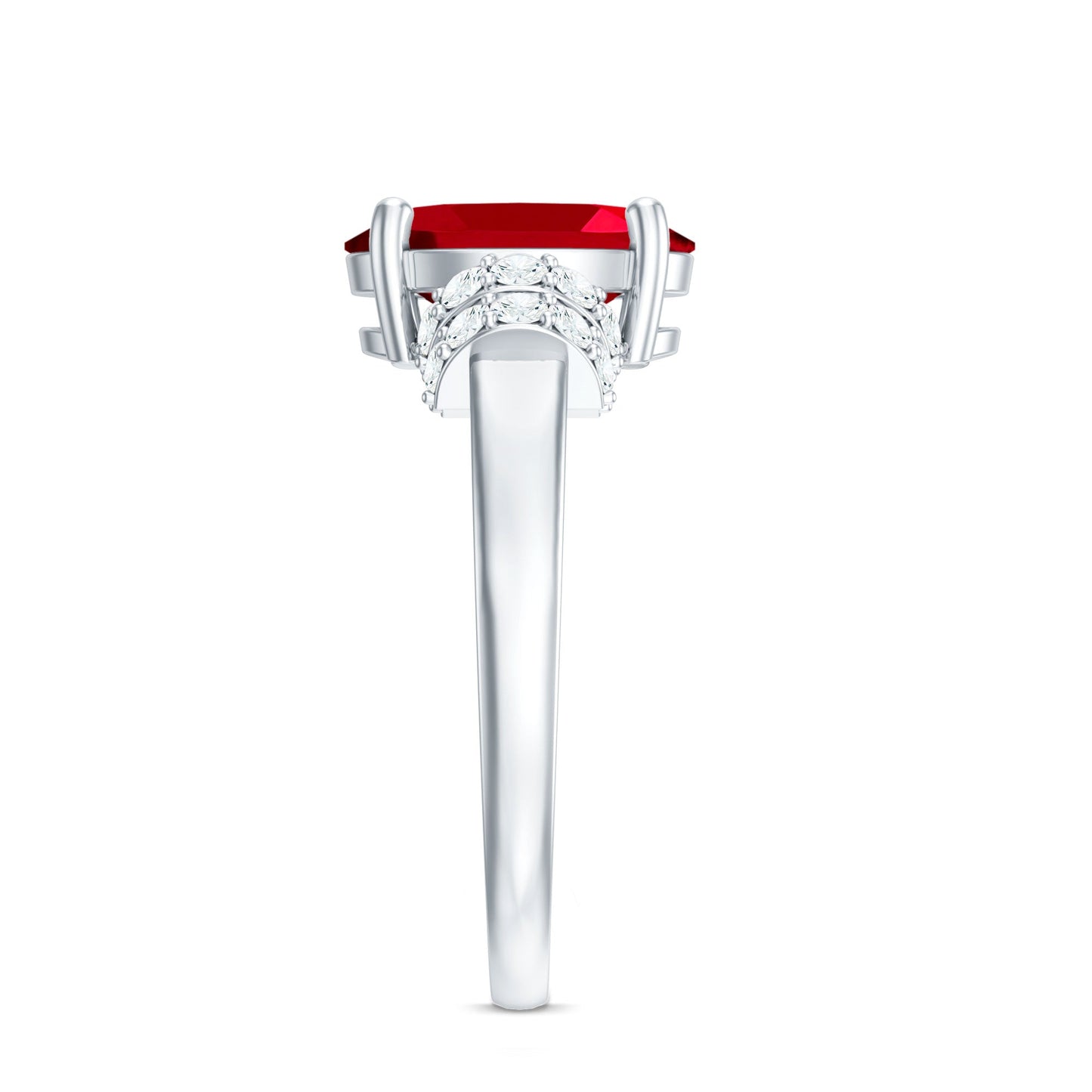 4 Carat Lab Created Ruby Oval Engagement Ring with Diamonds