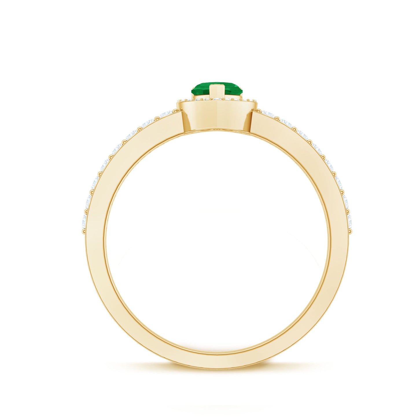 Natural Emerald Heart Promise Engagement Ring with Diamond Halo