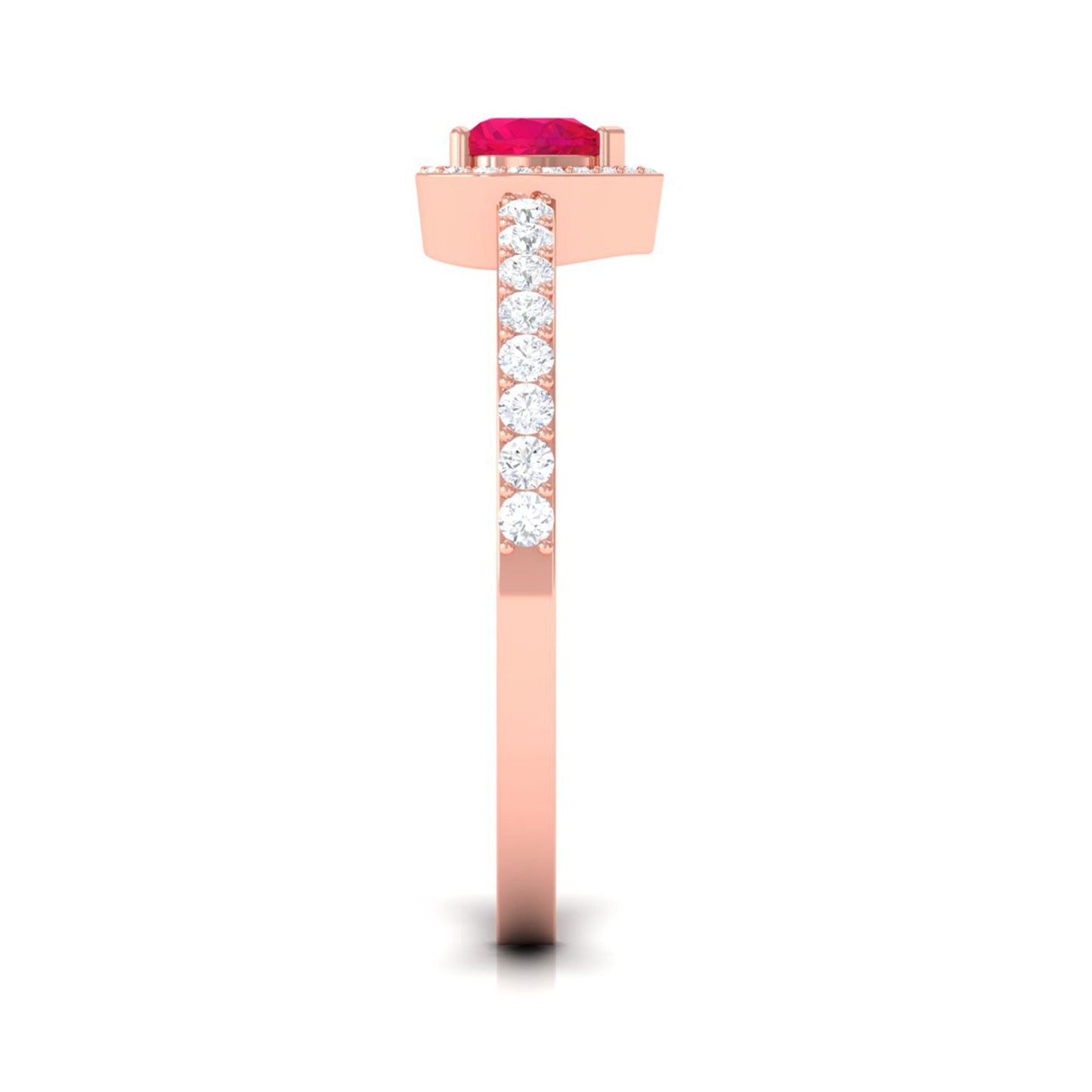 Genuine Ruby Heart Promise Ring with Diamond Halo