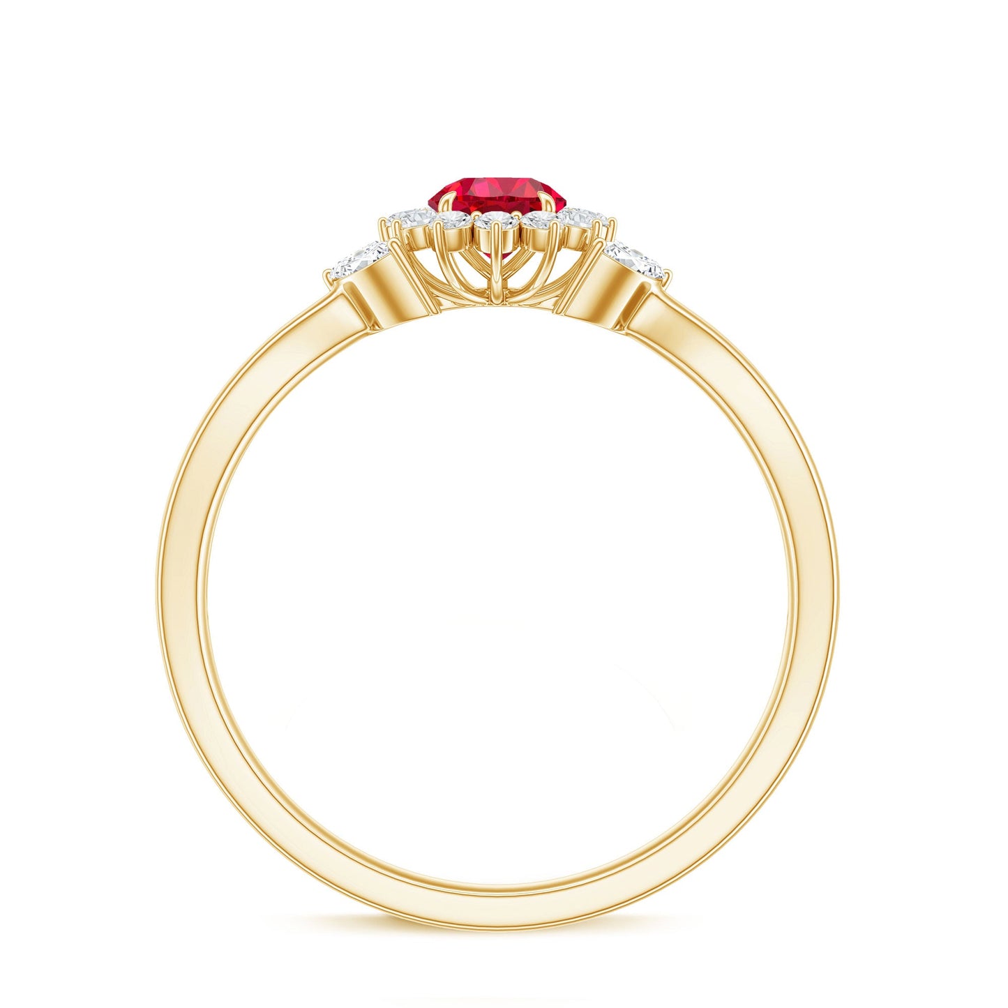 Certified Lab Grown Ruby Diamond Flower Engagement Ring for Women