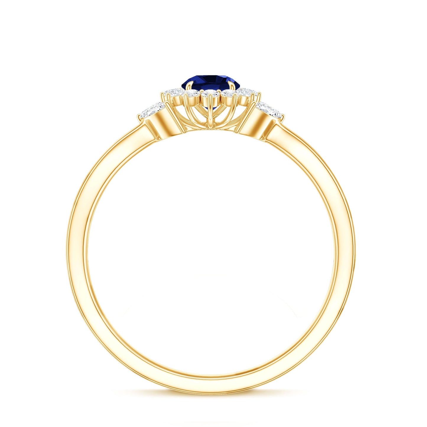 Nature Inspired 0.6 Carat Lab Grown Blue Sapphire Engagement Ring with Diamond