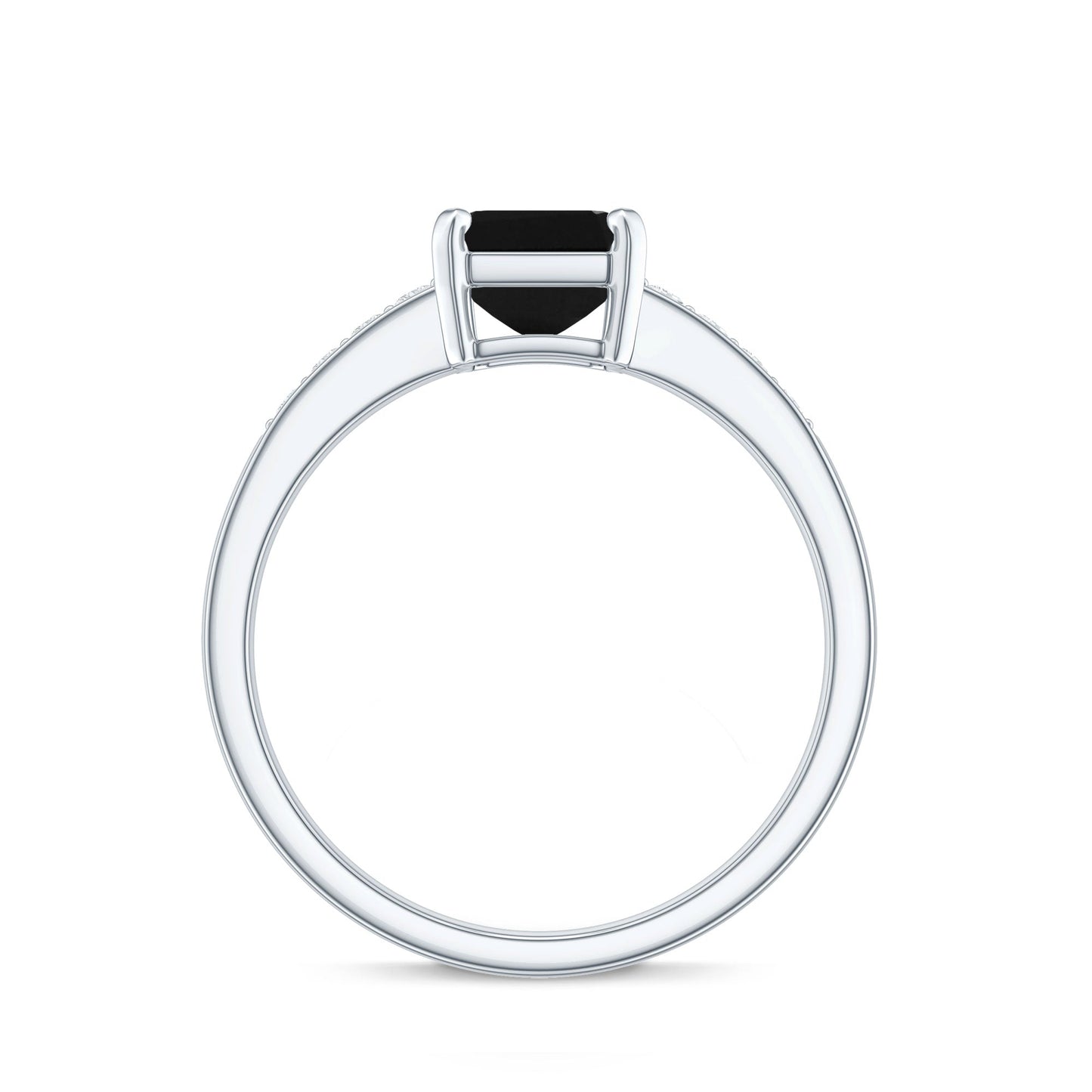 1.6 Carat Emerald Cut Lab Grown Black Diamond Solitaire Engagement Ring with White Diamond