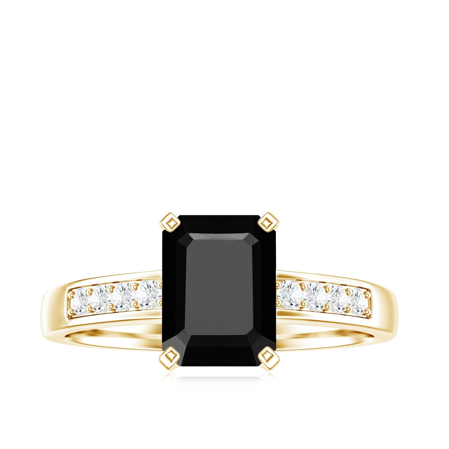 1.6 Carat Emerald Cut Lab Grown Black Diamond Solitaire Engagement Ring with White Diamond