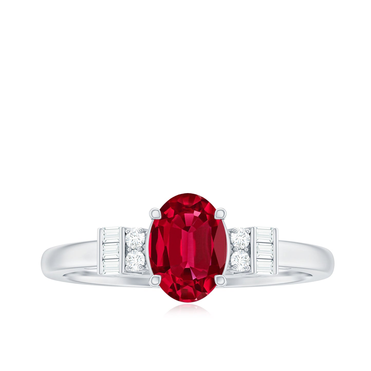 Classic Lab Grown Ruby Engagement Ring with Diamond Stones