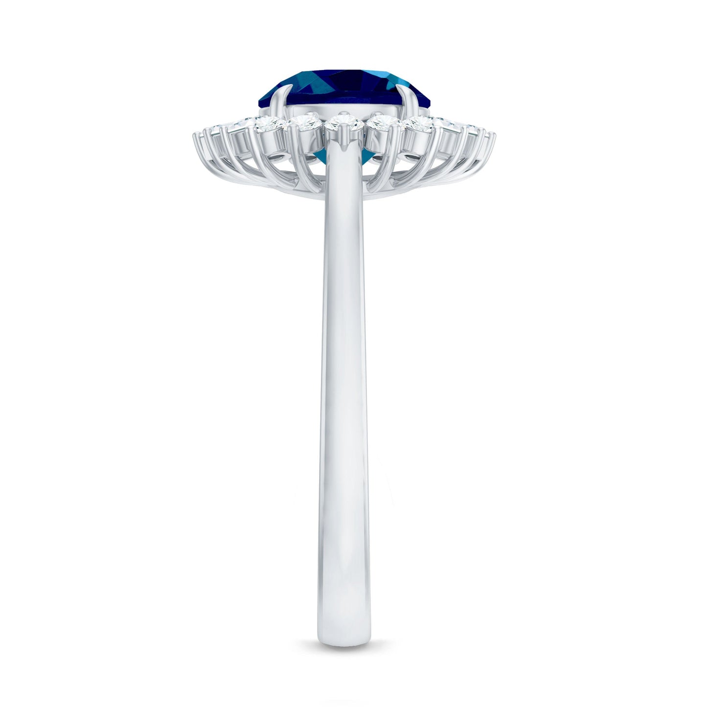 Round London Blue Topaz and Diamond Halo Engagement Ring