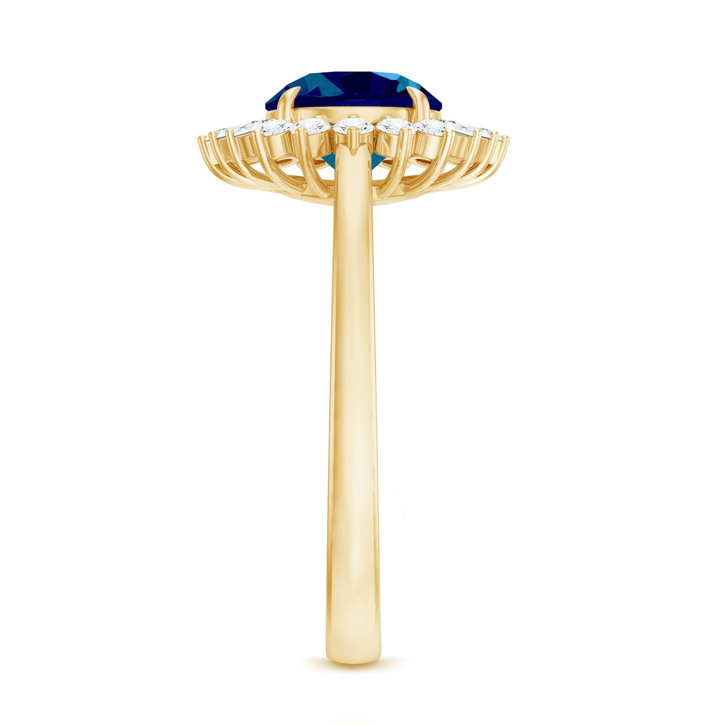Round London Blue Topaz and Diamond Halo Engagement Ring