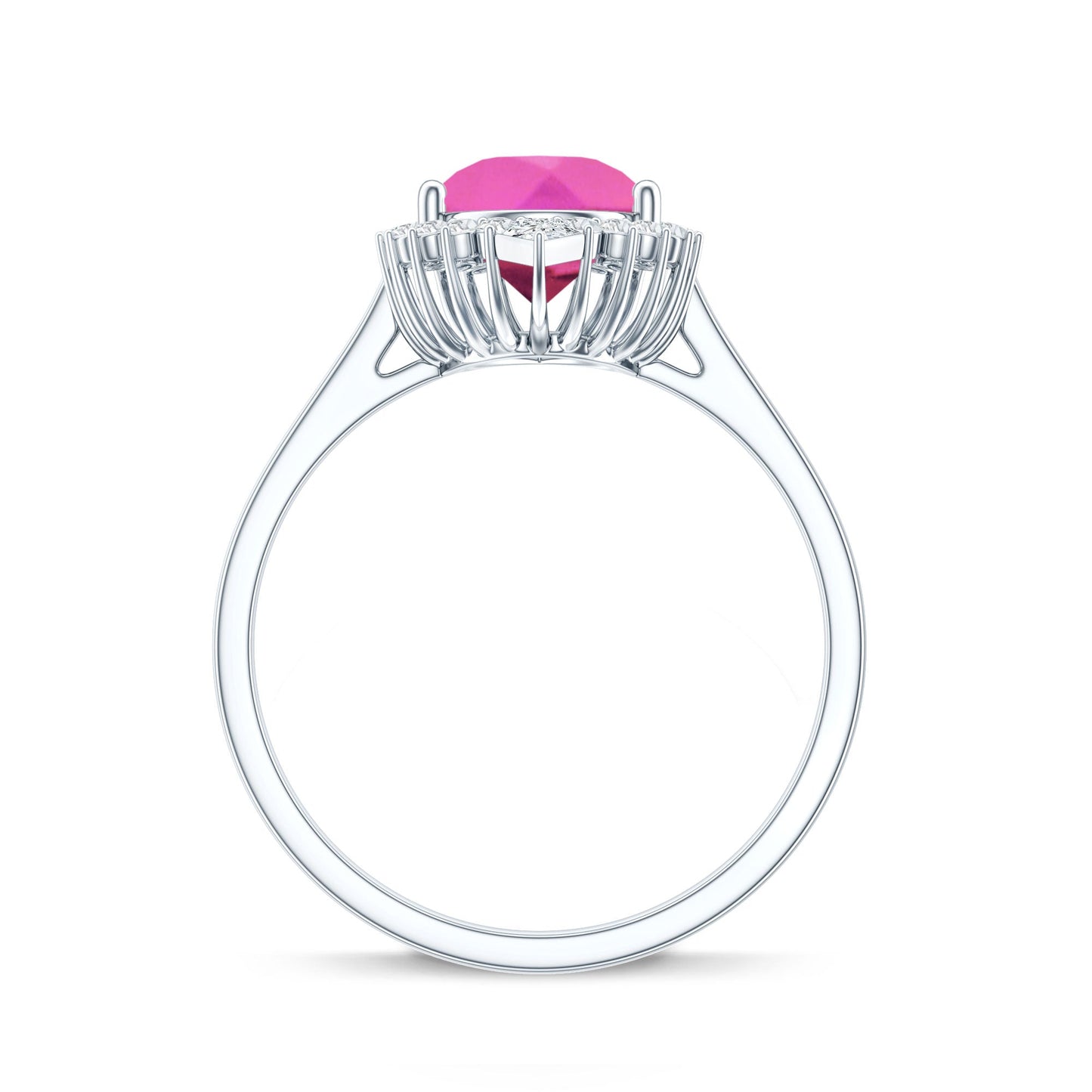Pear Created Pink Sapphire Cocktail Halo Ring with Diamond