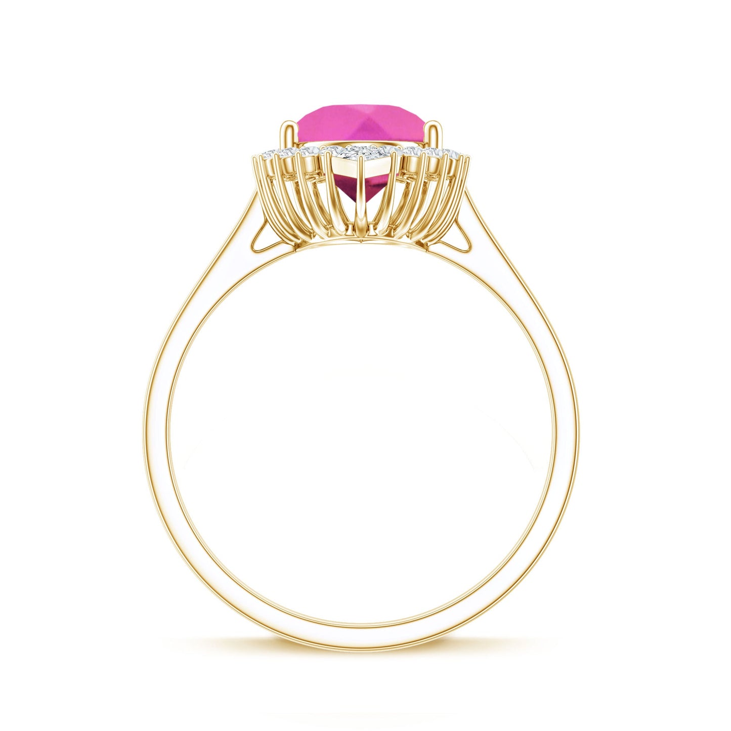 Pear Created Pink Sapphire Cocktail Halo Ring with Diamond