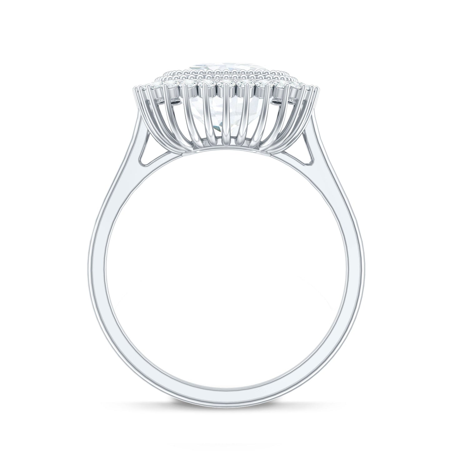 Certified Moissanite Cushion Cut Engagement Ring with Beaded Detail