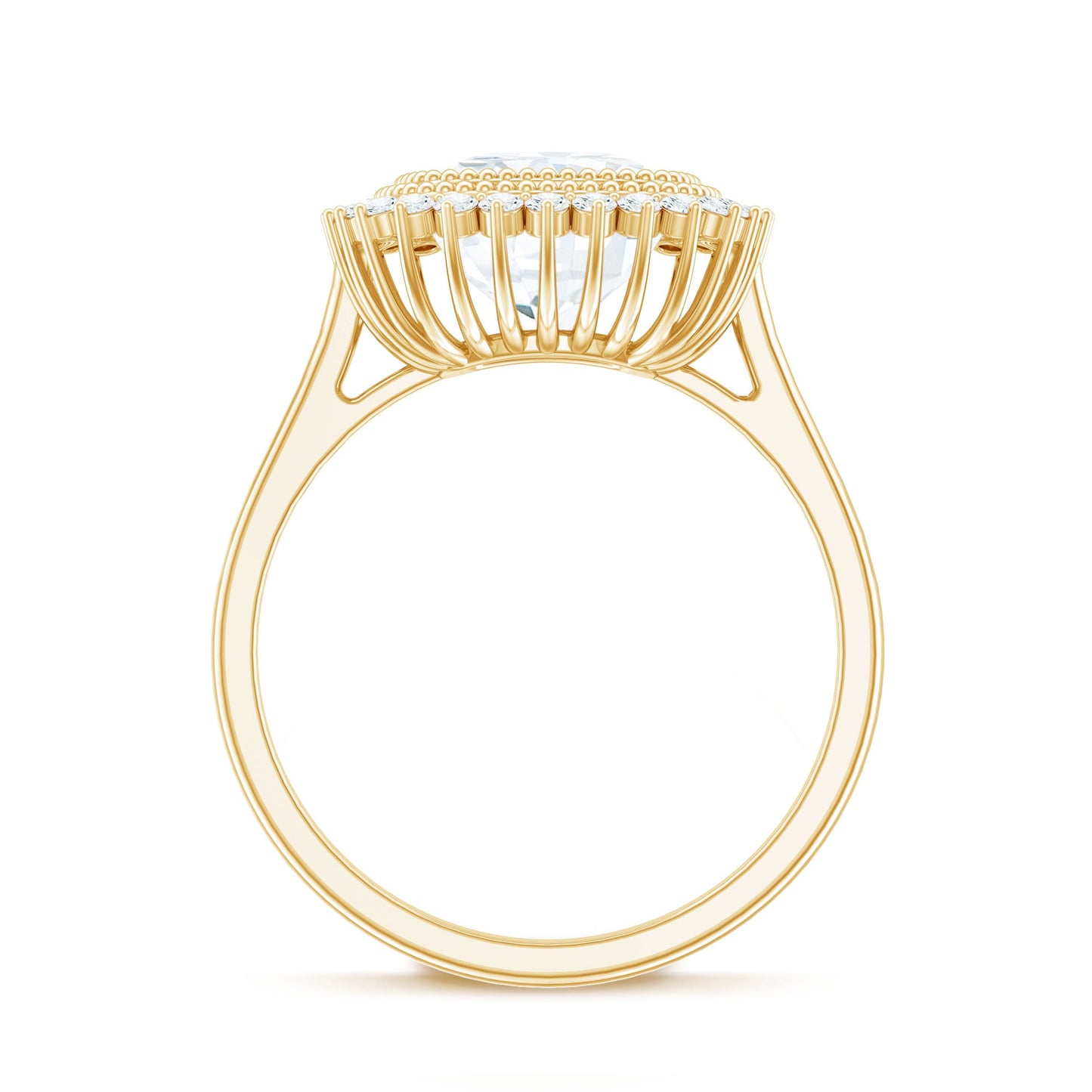 Certified Moissanite Cushion Cut Engagement Ring with Beaded Detail