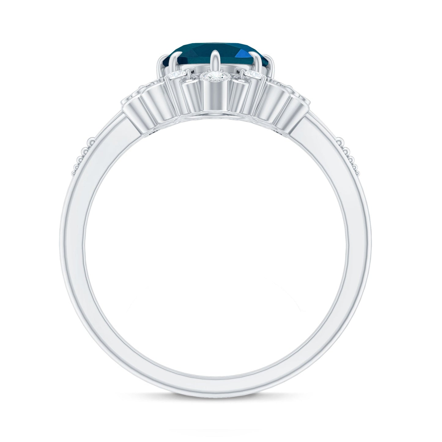 Vintage Inspired London Blue Topaz and Diamond Engagement Ring