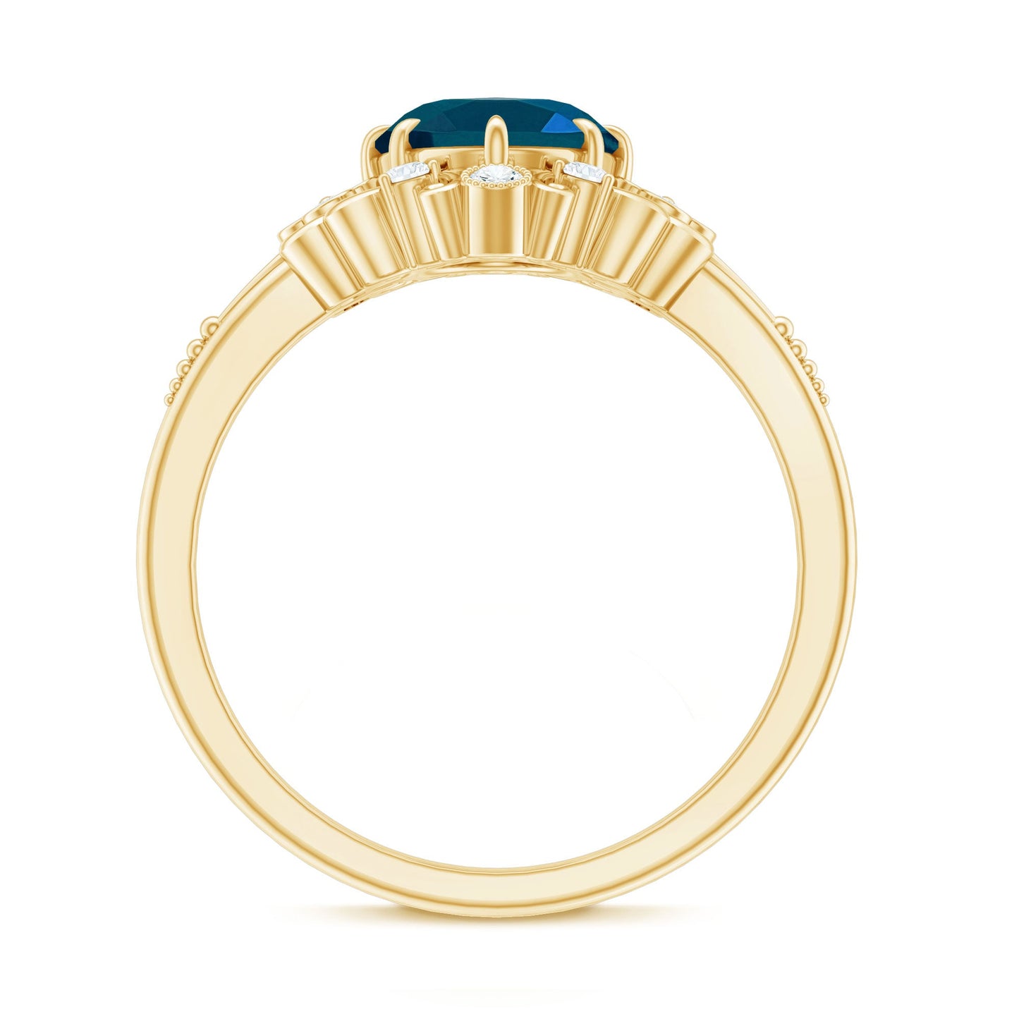 Vintage Inspired London Blue Topaz and Diamond Engagement Ring