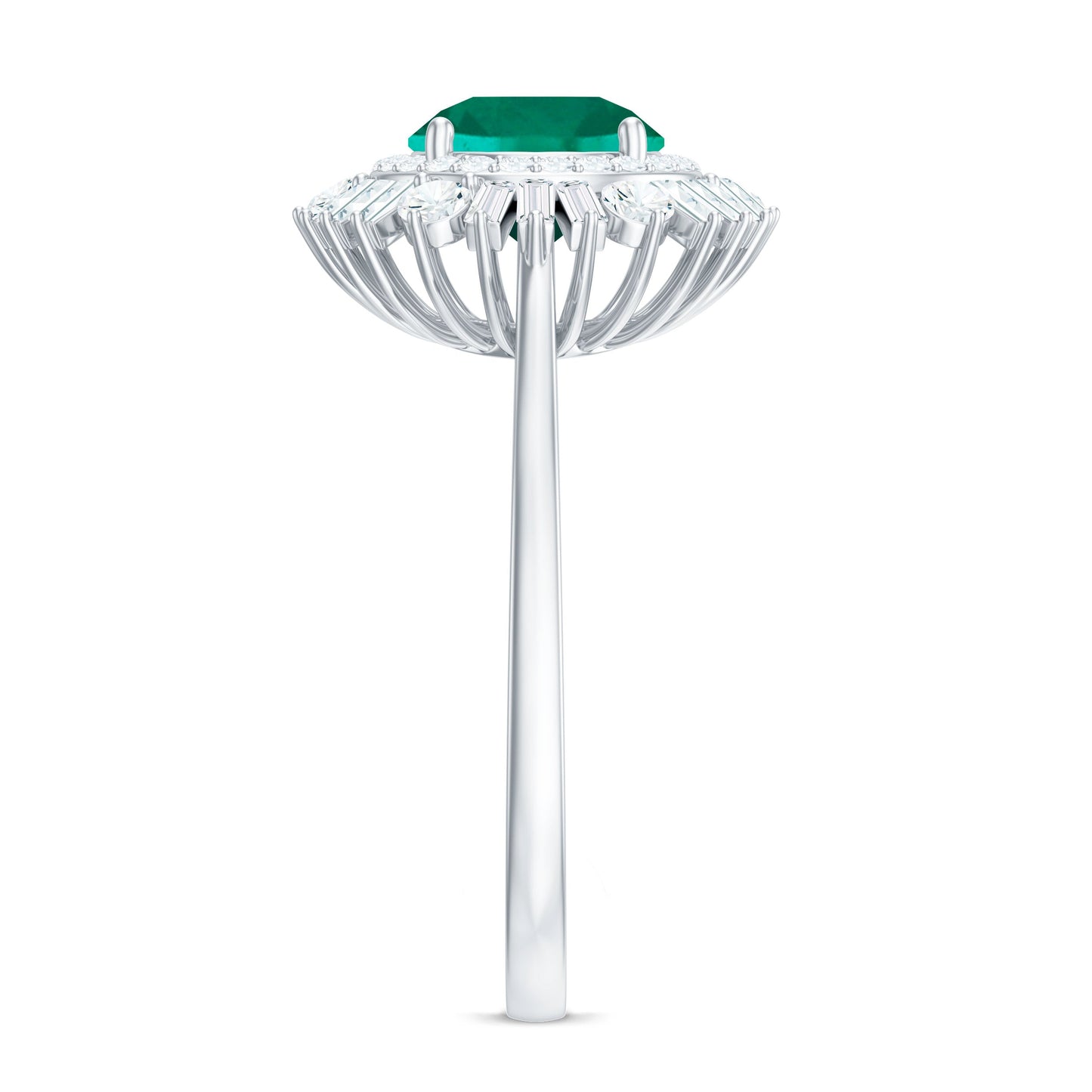 Certified 2 Carat Lab Grown Emerald Cocktail Ring with Double Halo