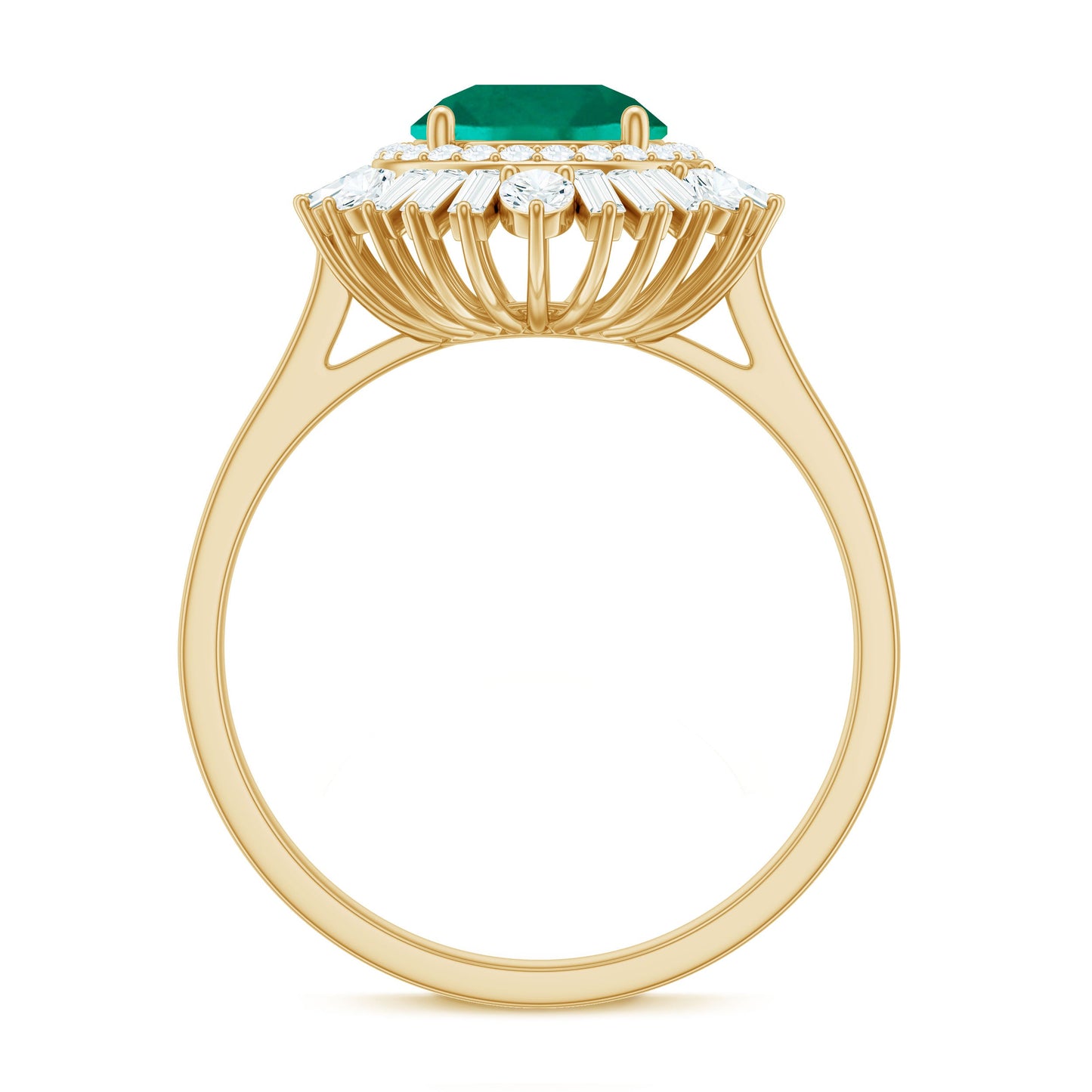 Certified 2 Carat Lab Grown Emerald Cocktail Ring with Double Halo