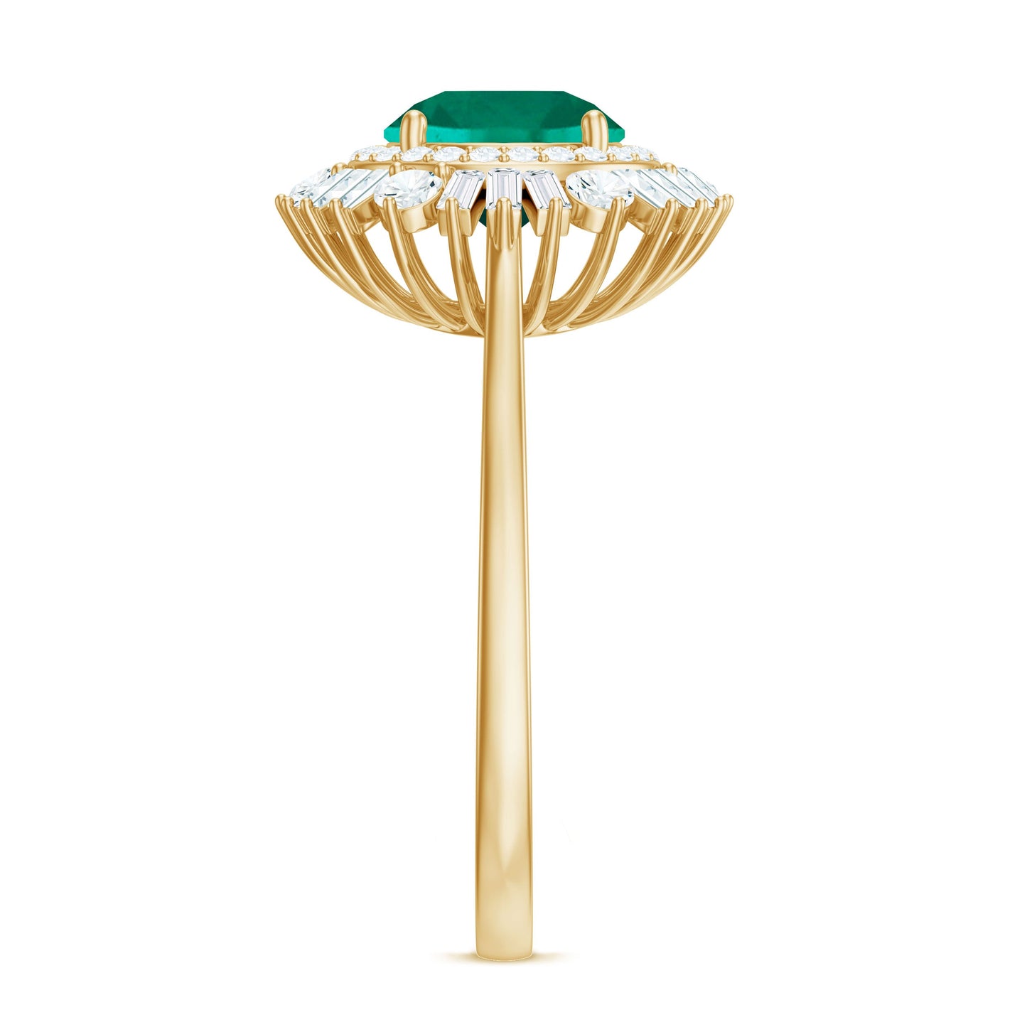 Certified 2 Carat Lab Grown Emerald Cocktail Ring with Double Halo