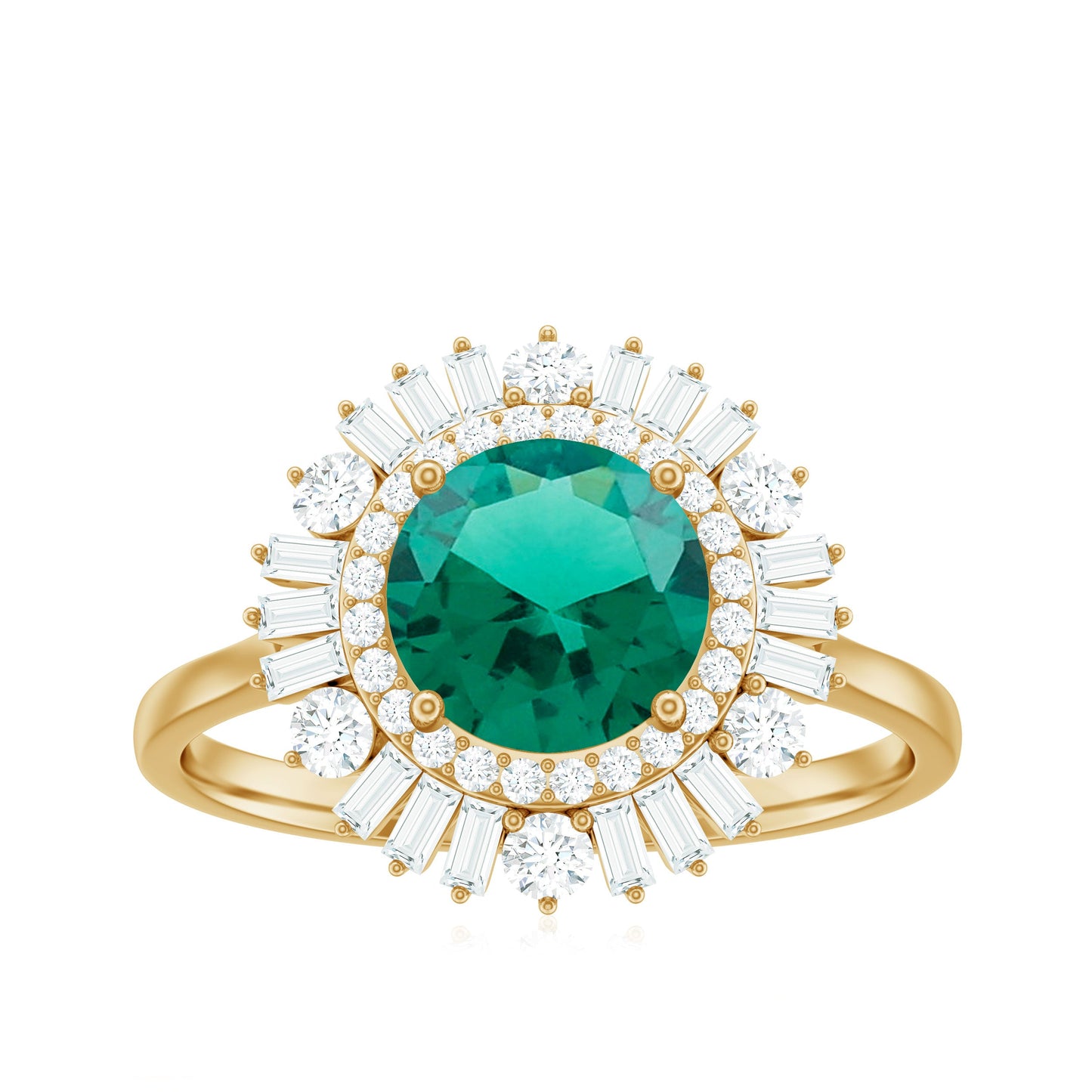 Certified 2 Carat Lab Grown Emerald Cocktail Ring with Double Halo