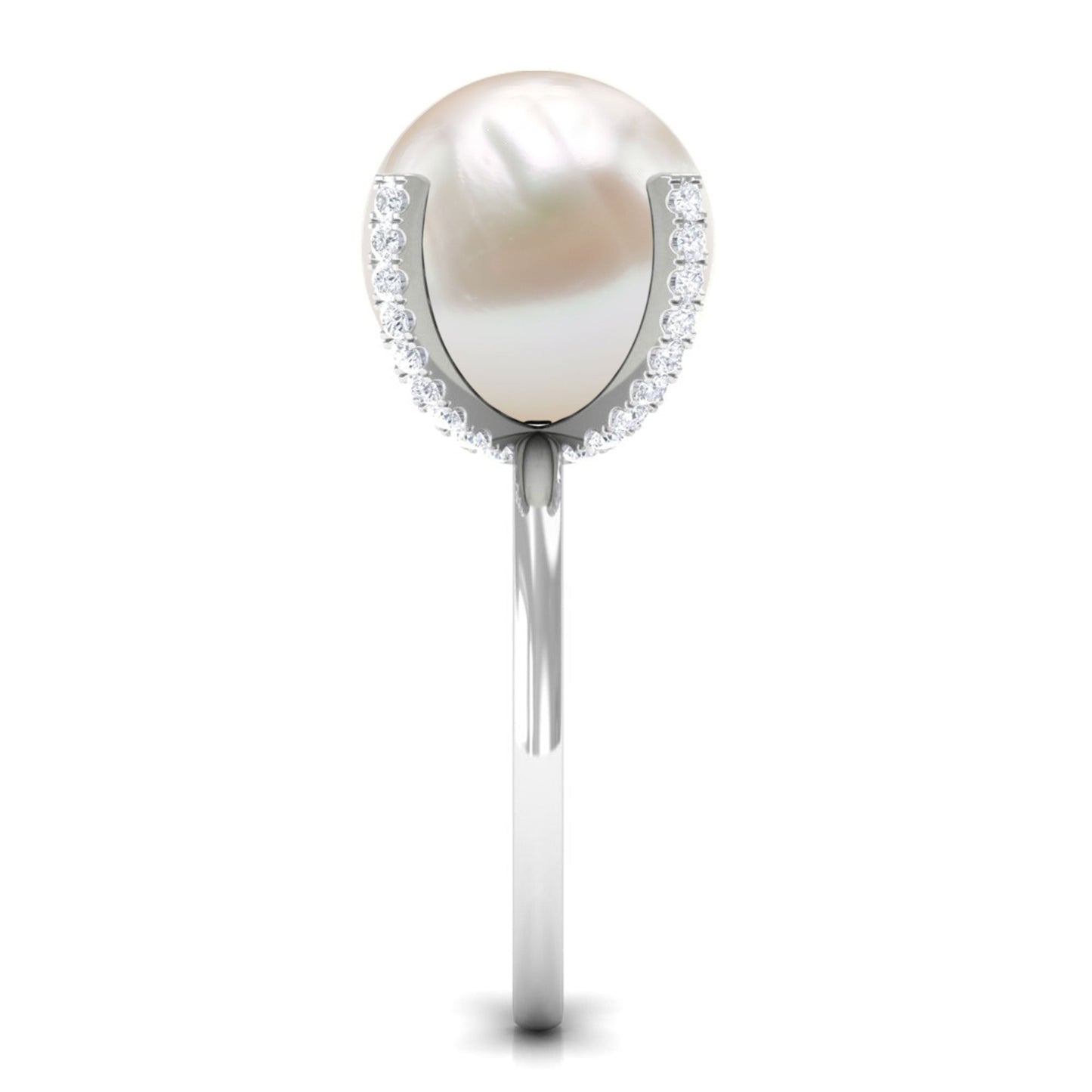 Real 11 Carat Freshwater Pearl Solitaire Engagement Ring with Diamond