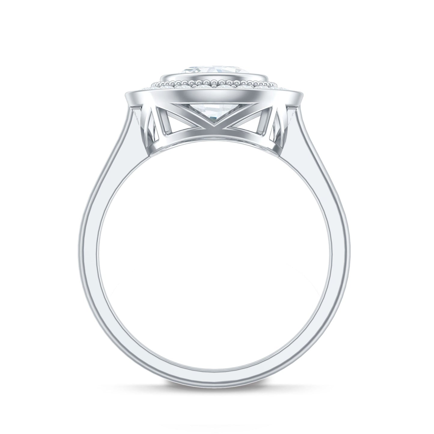 Vintage Inspired Round Moissanite Halo Engagement Ring with Certificate