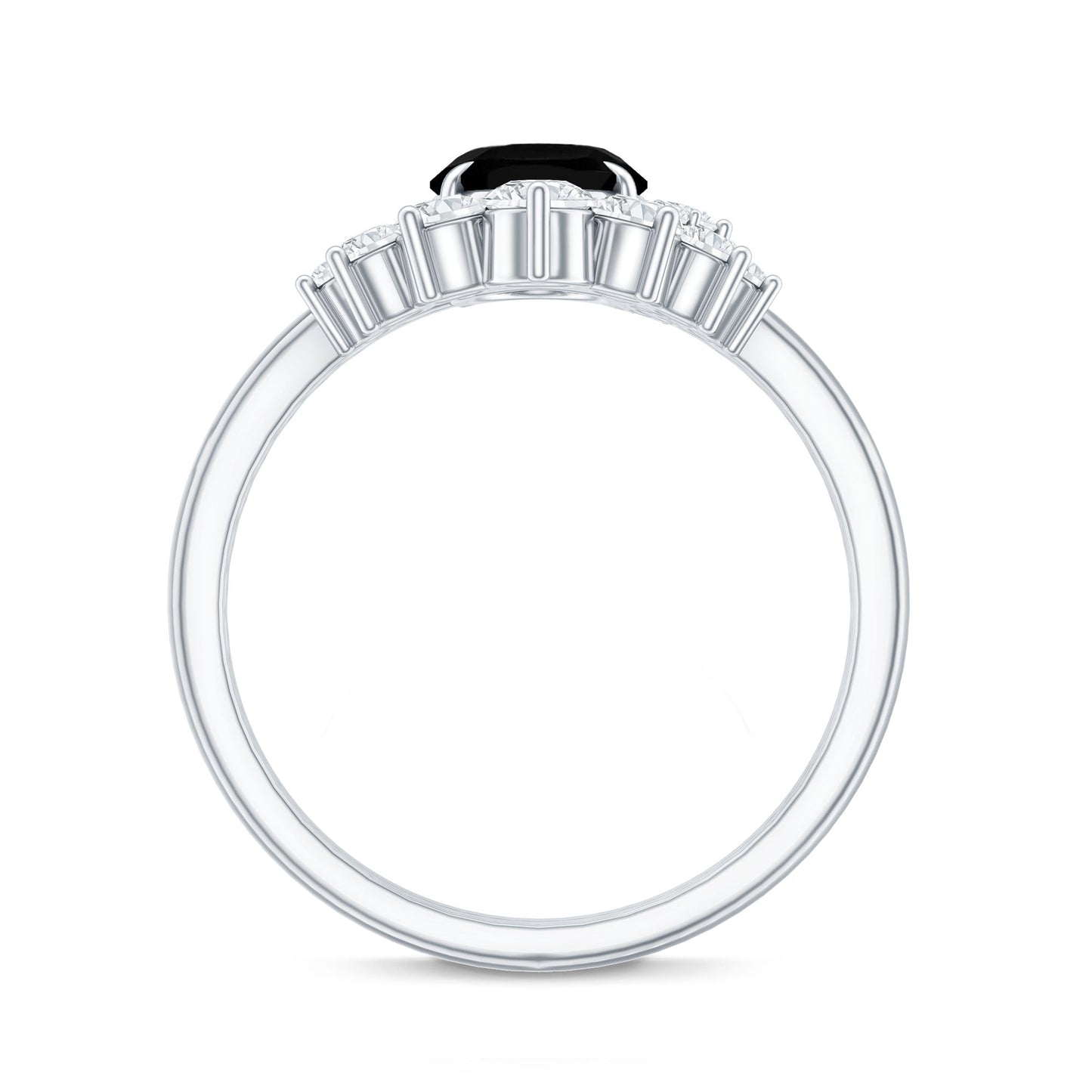 Created Black Diamond Oval Engagement Ring Set with Diamond