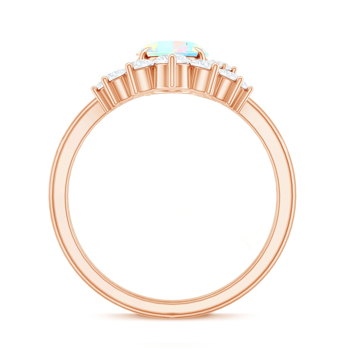Real Ethiopian Opal Diamond Oval Engagement Ring and Wedding Band Set