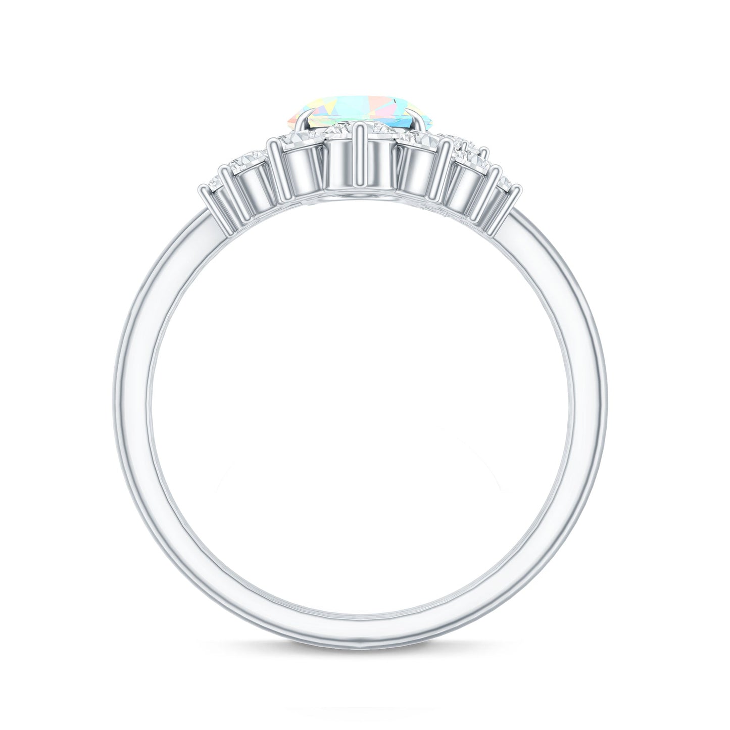 Real Ethiopian Opal Diamond Oval Engagement Ring and Wedding Band Set