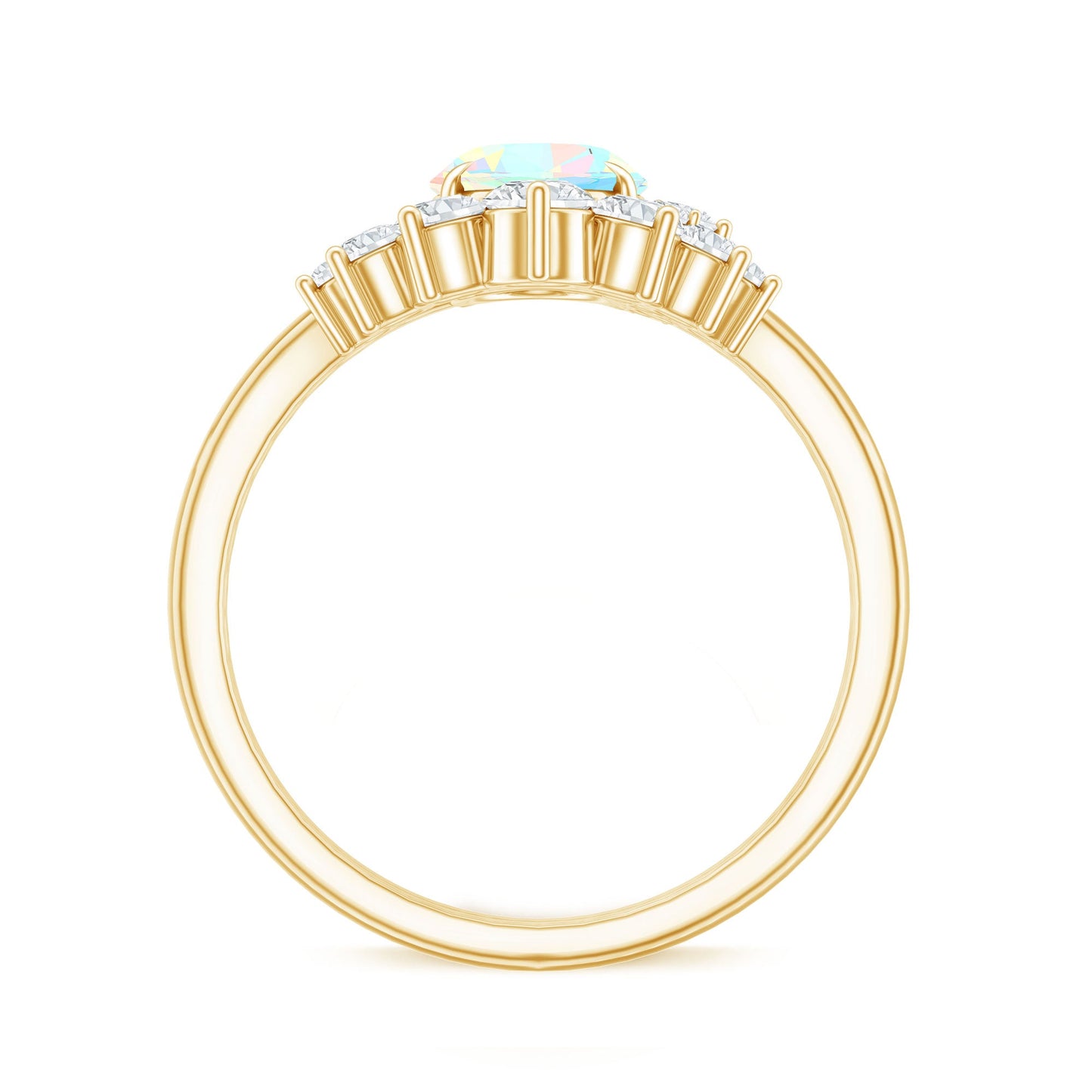 Real Ethiopian Opal Diamond Oval Engagement Ring and Wedding Band Set