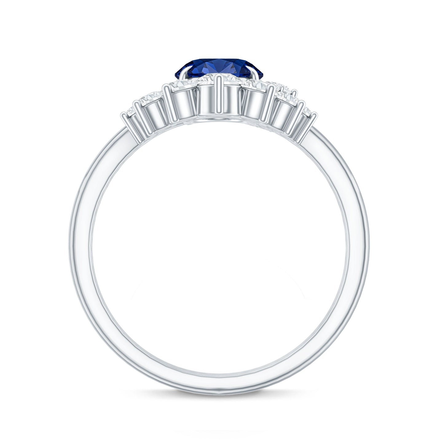Certified 1.5 Carat Lab Grown Blue Sapphire Diamond Oval Engagement Ring with Enhancer