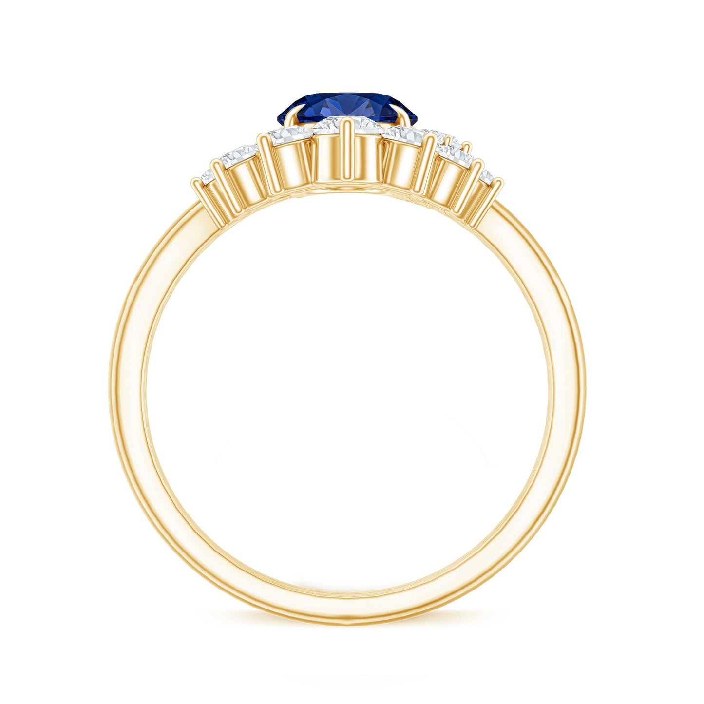Certified 1.5 Carat Lab Grown Blue Sapphire Diamond Oval Engagement Ring with Enhancer