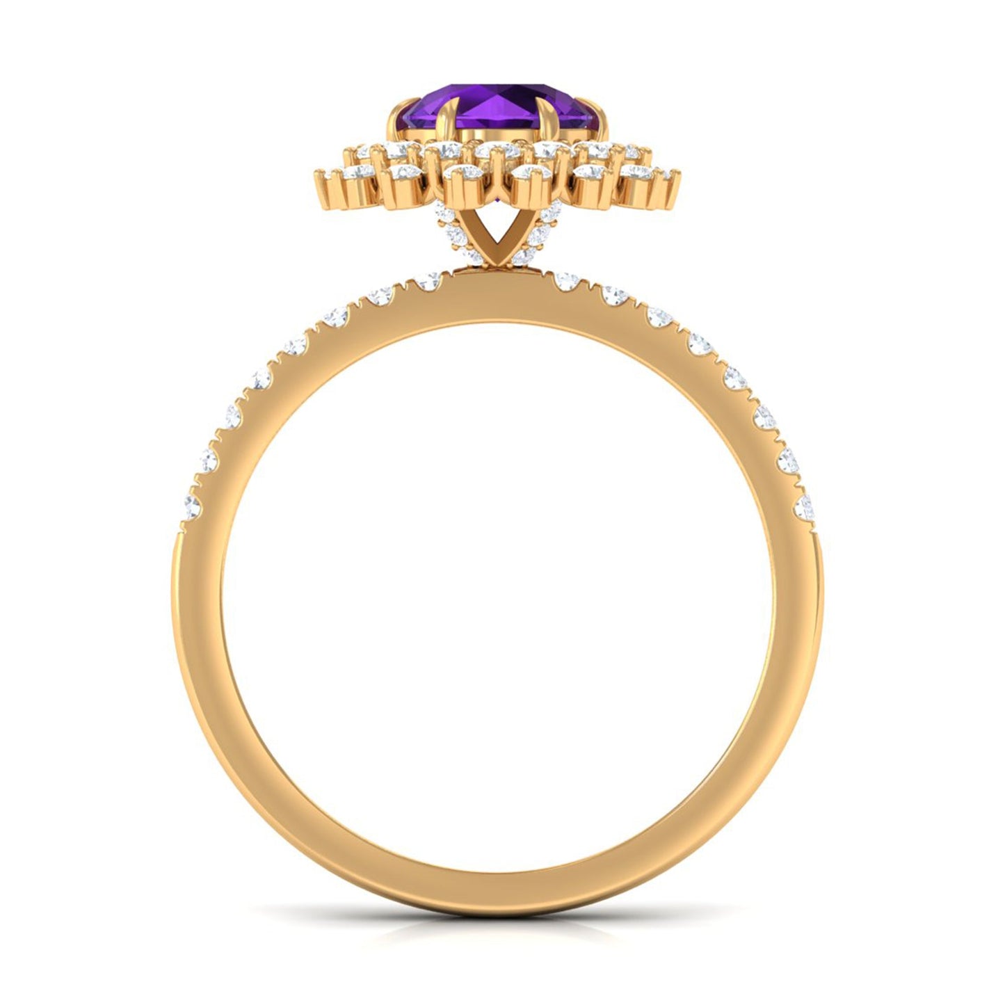 Certified Natural 1.2 Carat Amethyst Engagement Ring with Moissanite Halo