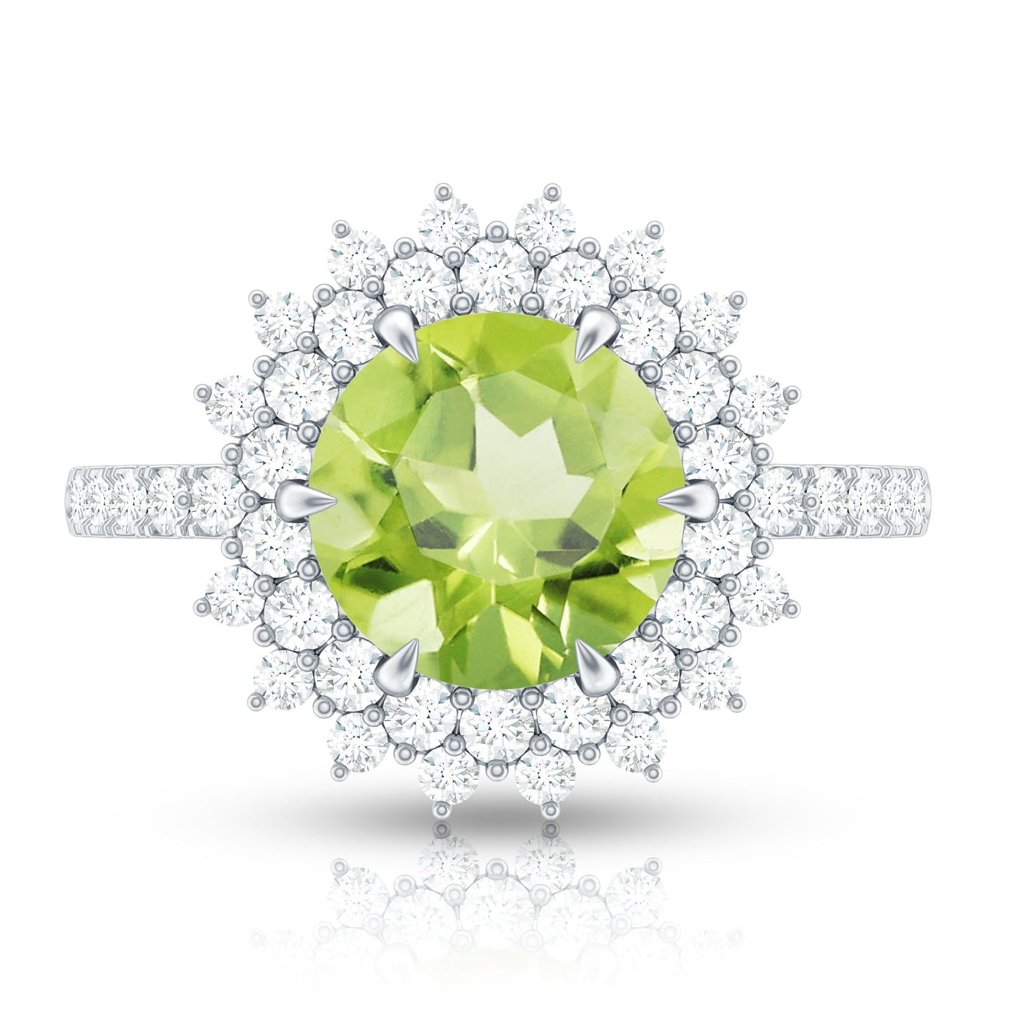 Certified Real 2 Carat Peridot Statement Engagement Ring