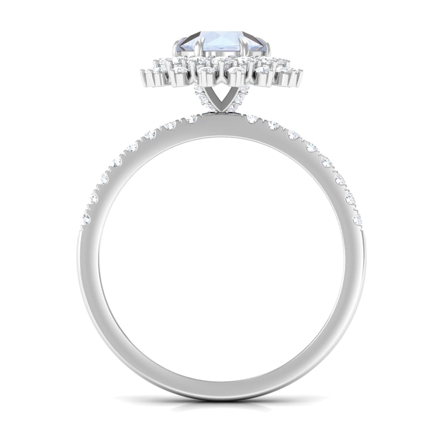 0.3 Carat Round Moonstone Statement Engagement Ring with Moissanite