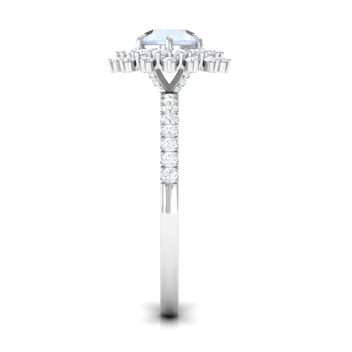 0.3 Carat Round Moonstone Statement Engagement Ring with Moissanite