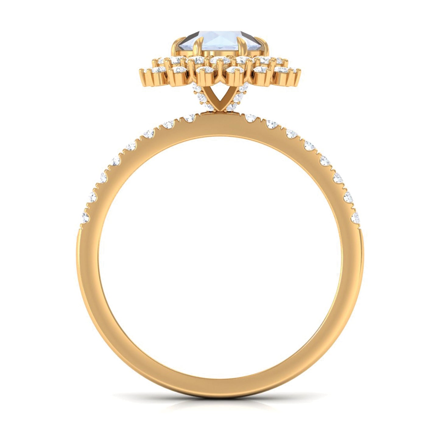 0.3 Carat Round Moonstone Statement Engagement Ring with Moissanite