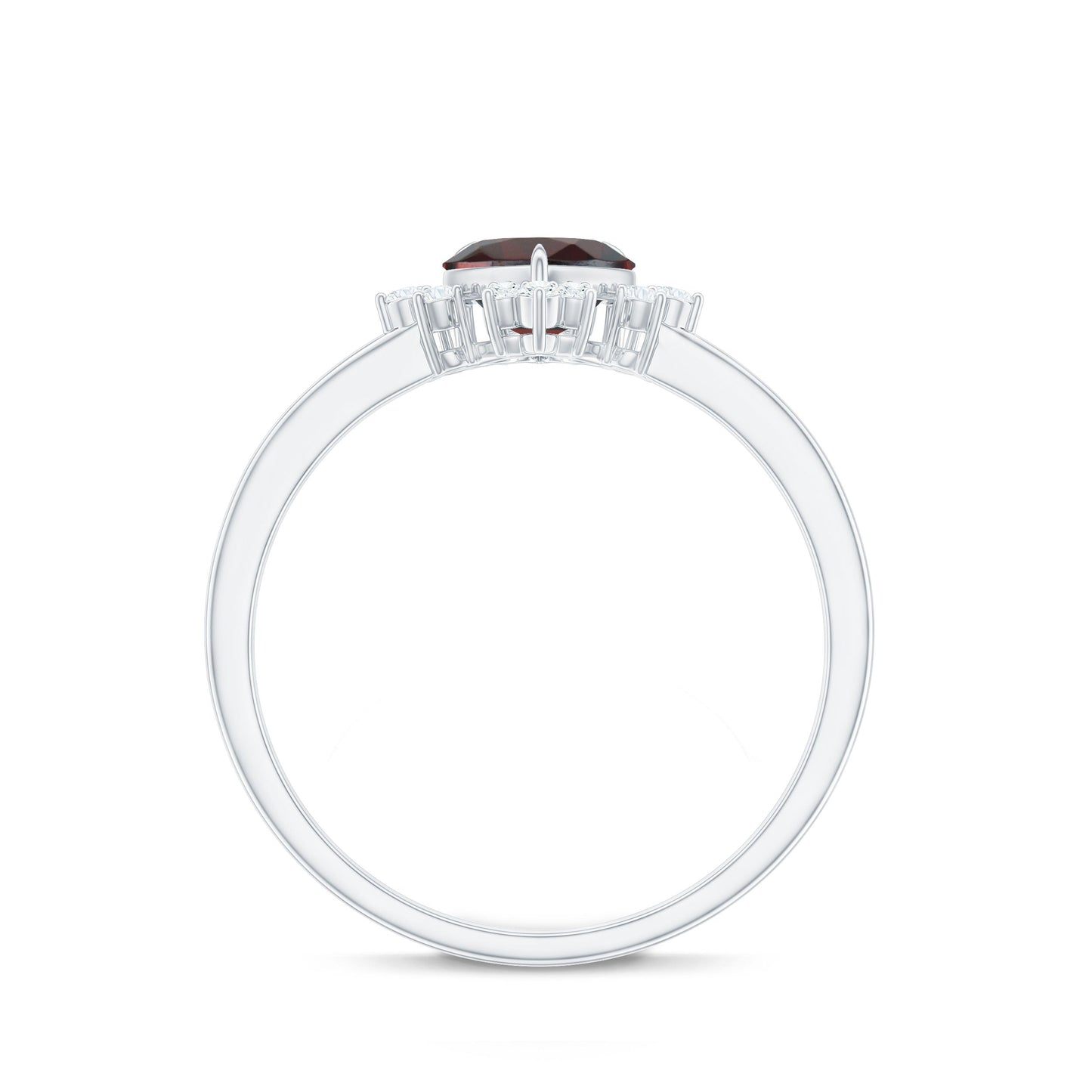 Certified Real Garnet Heart Engagement Ring with Diamond