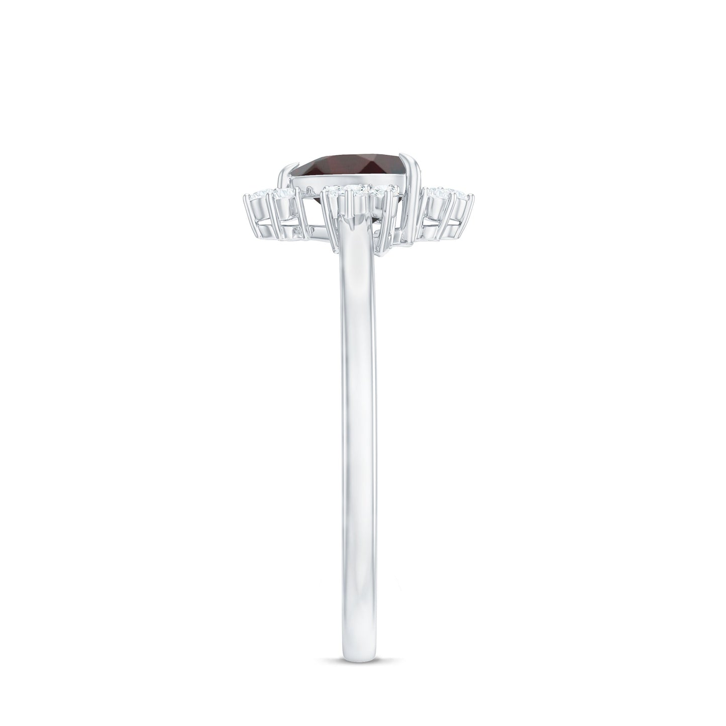 Certified Real Garnet Heart Engagement Ring with Diamond