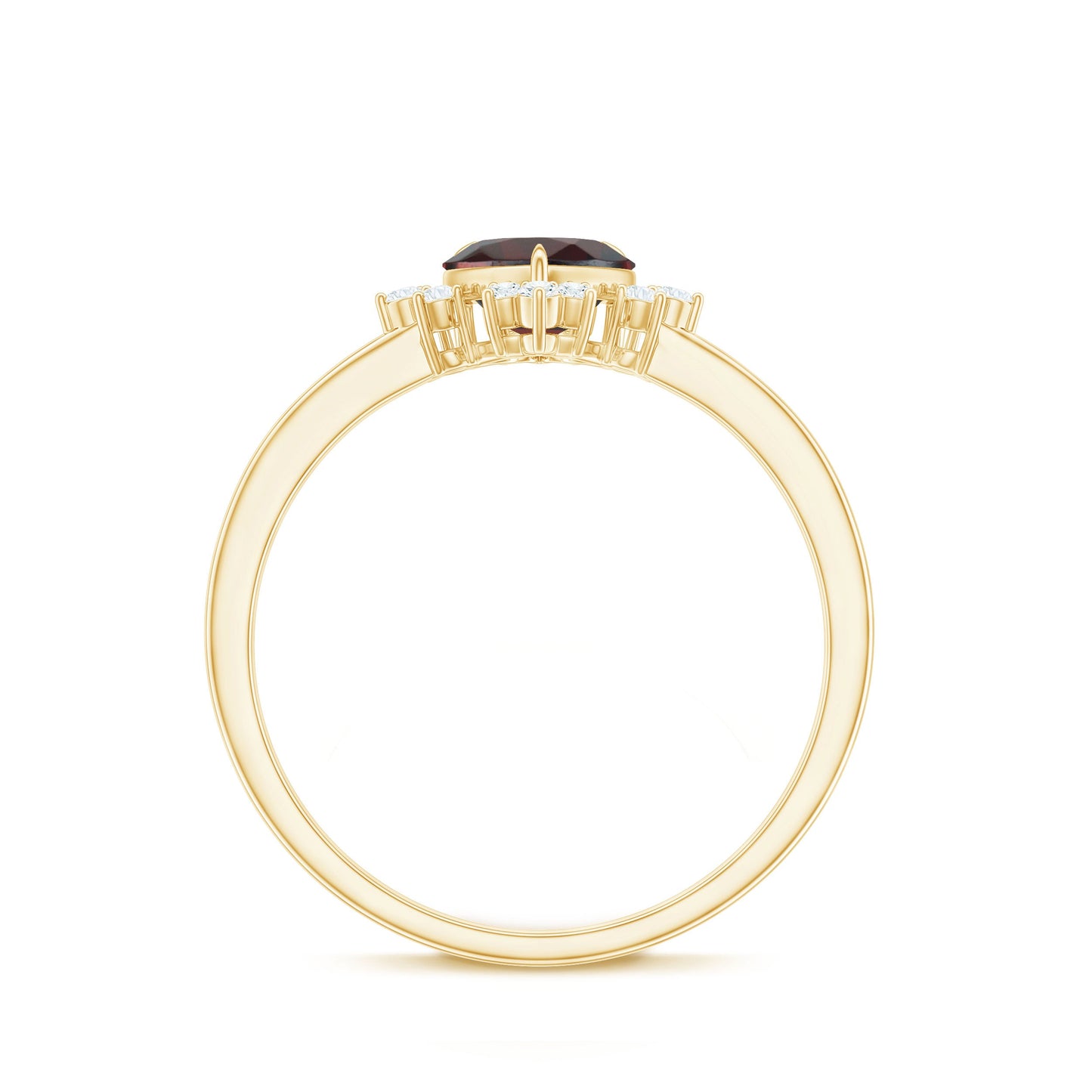 Certified Real Garnet Heart Engagement Ring with Diamond