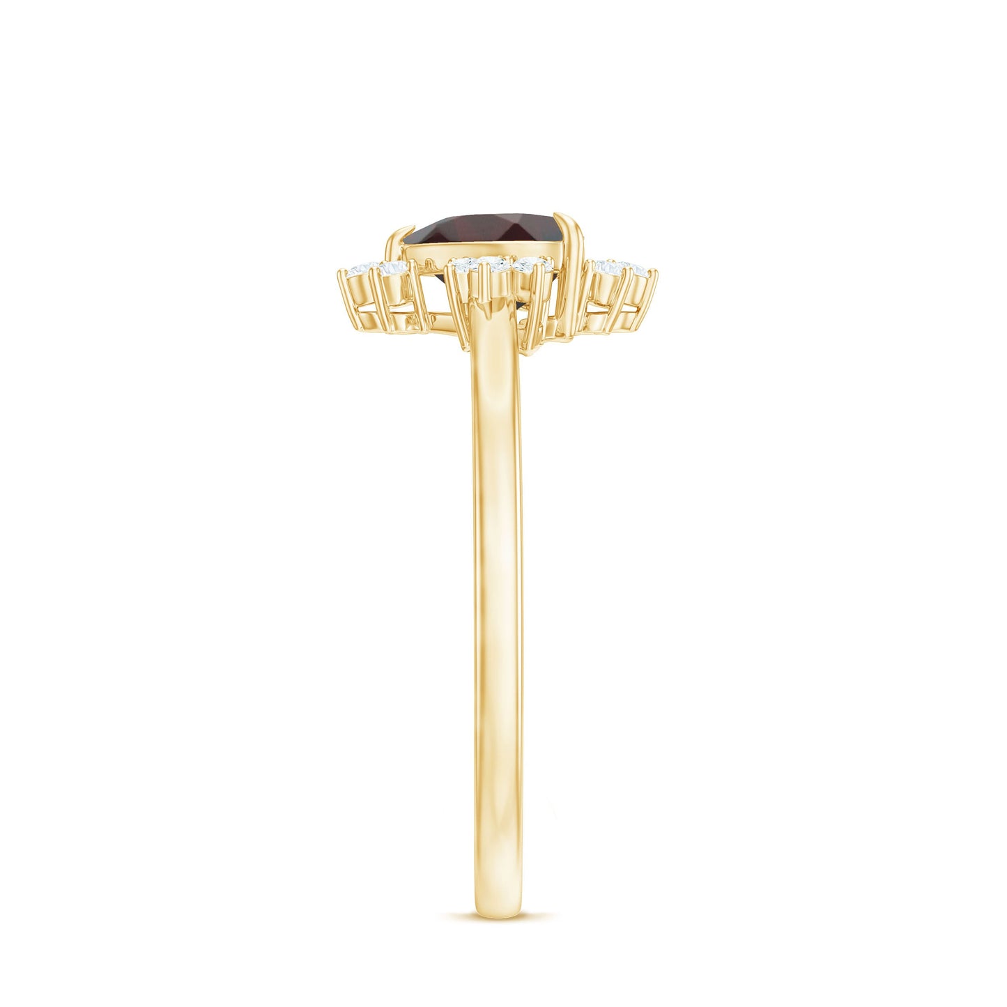 Certified Real Garnet Heart Engagement Ring with Diamond
