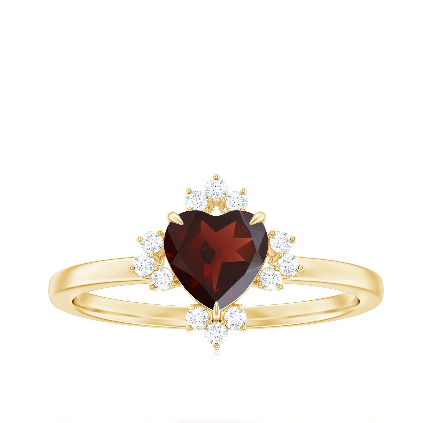 Certified Real Garnet Heart Engagement Ring with Diamond