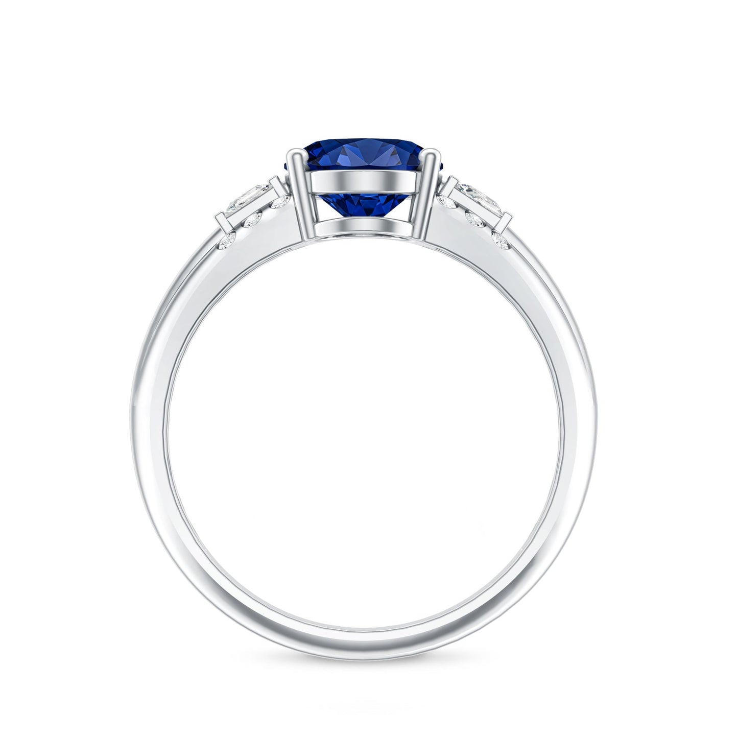 Certified Oval 4 Carat Lab Grown Blue Sapphire Statement Engagement Ring with Diamond
