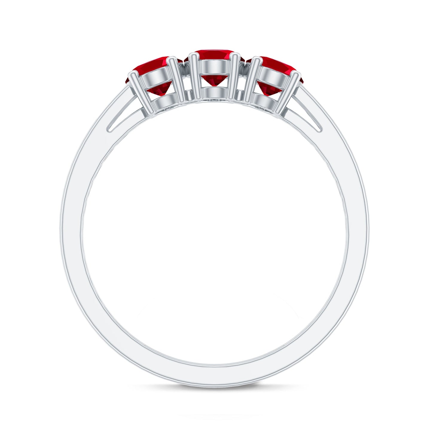 Oval Cut Lab Created Ruby Three Stone Engagement Ring